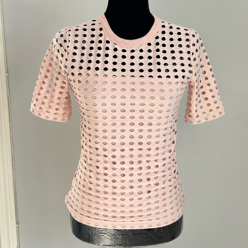 Alexander Wang Pink Perforated Short Sleeve Tee